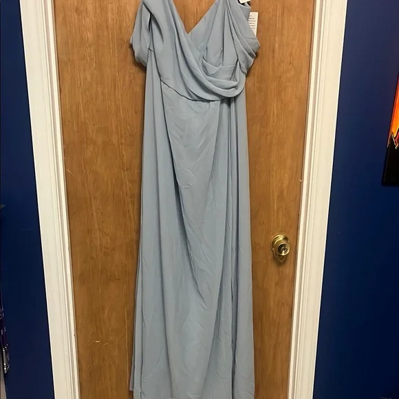 david's bridal blue wedding dress Syrene Velvet Mini Dress Navy